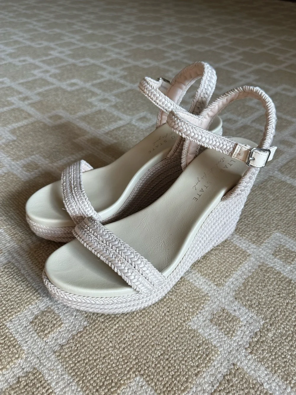 Altar’d State Braided Wedge Sandals Platform Espadrille Shoes Ivory White 7.5